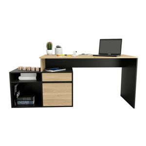 Escritorio 3048Melamina 75 Cm 140 Cm60 Cm Olmo Finlandes Negro