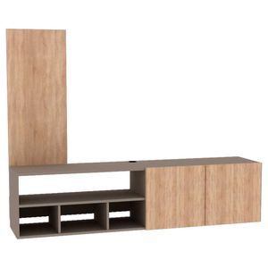 RACK TV8020 C/LED Y USB GRIS/ROBLE CLARO